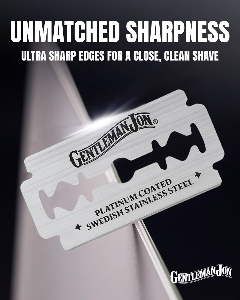 Gentleman Jon 50-Pack Platinum Double Edge Razor Blades - Premium Swedish Stainless Steel Safety Razor Blades - Platinum Coated Blade For Smooth and Comfortable Shaves - Fits Most Men's Safety Razors - Image 4